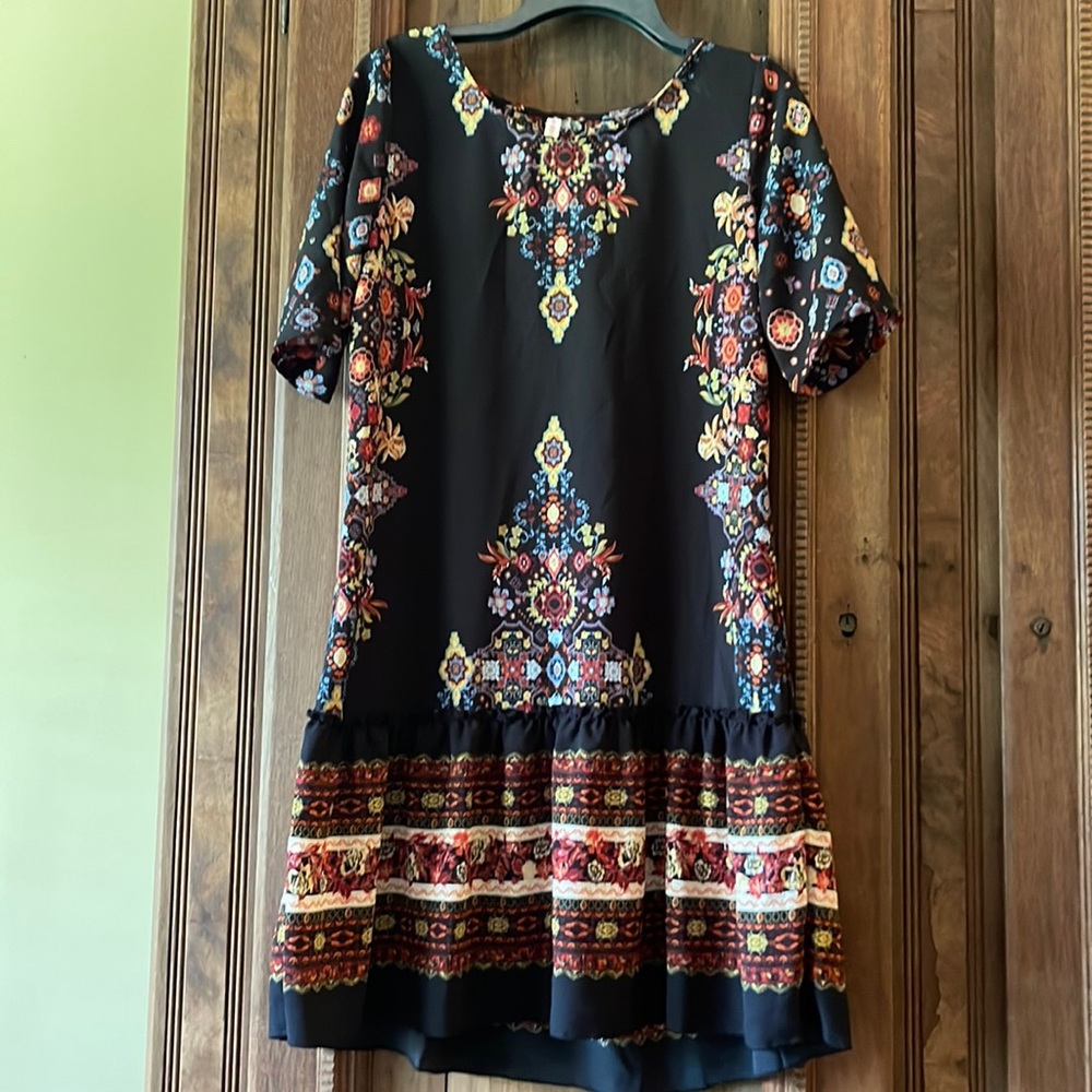 Xhilaration Black Dress with Floral design, Size S